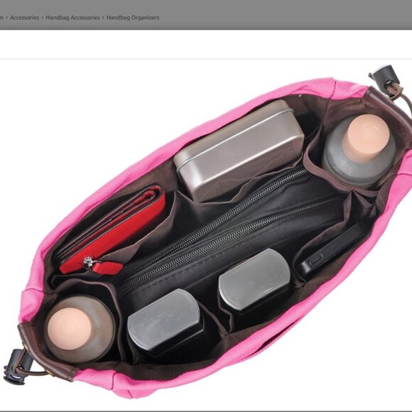 Vercord Canvas Handbag Organizers, Sturdy Purse Insert Organizer Bag Rose Pink - Picture 9 of 13